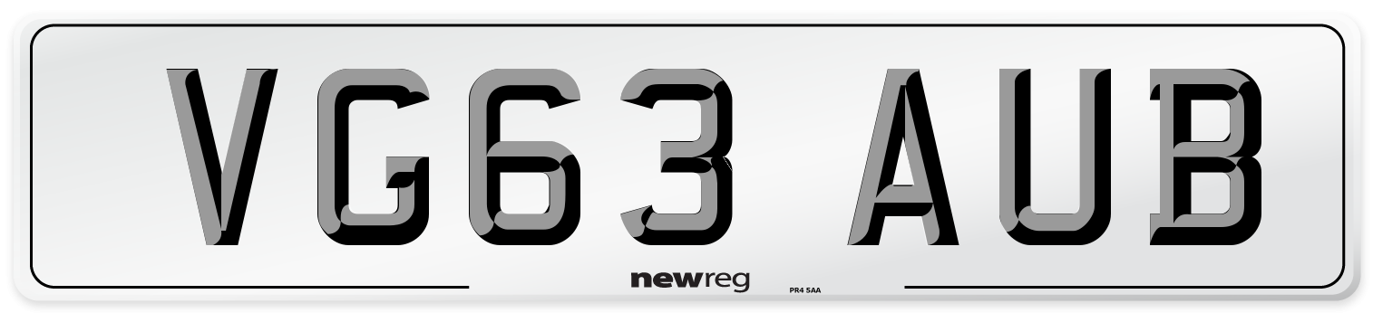 VG63 AUB Number Plate from New Reg